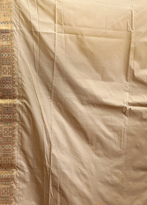 Cream Assam Silk Saree With Blouse Piece