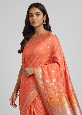 Pink Assam Silk Saree With Blouse Piece