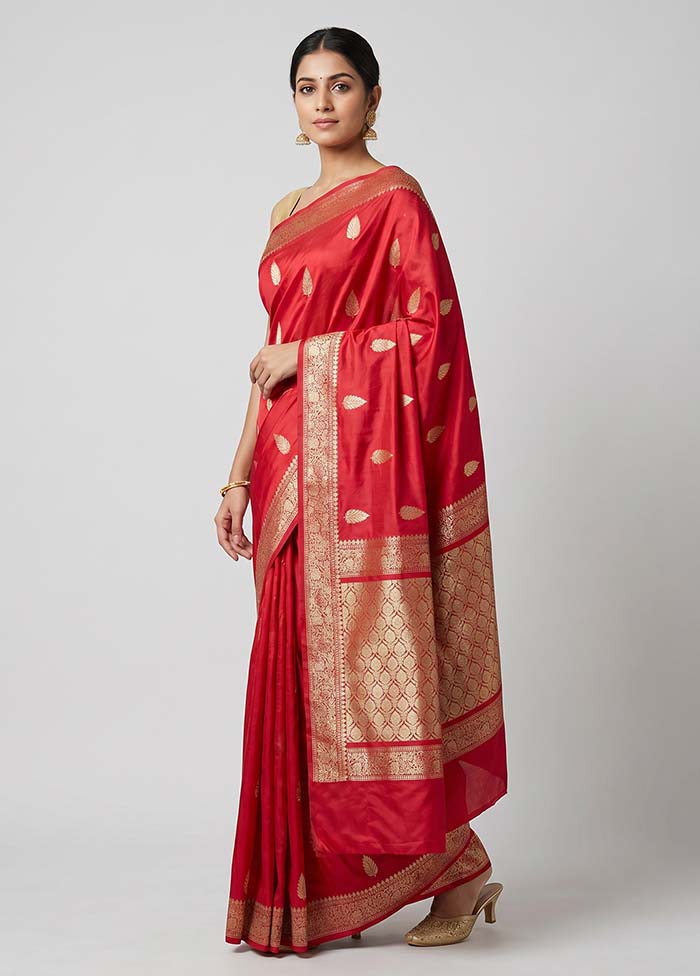 Pink Handloom Katan Pure Silk Saree With Blouse Piece