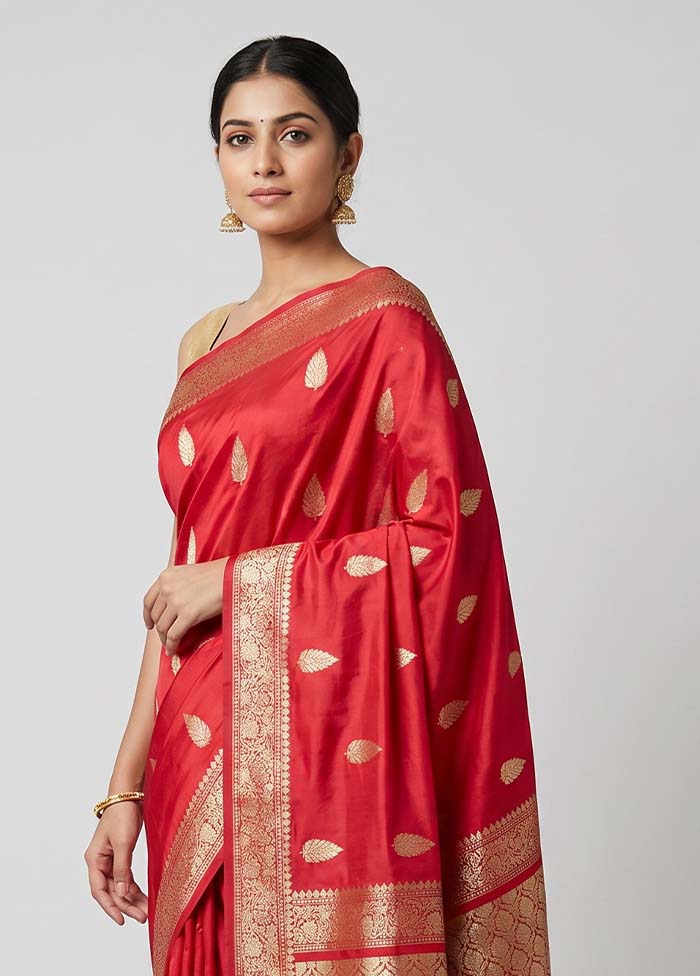Pink Handloom Katan Pure Silk Saree With Blouse Piece