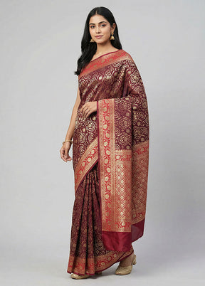 Purple Uppada Silk Saree With Blouse Piece