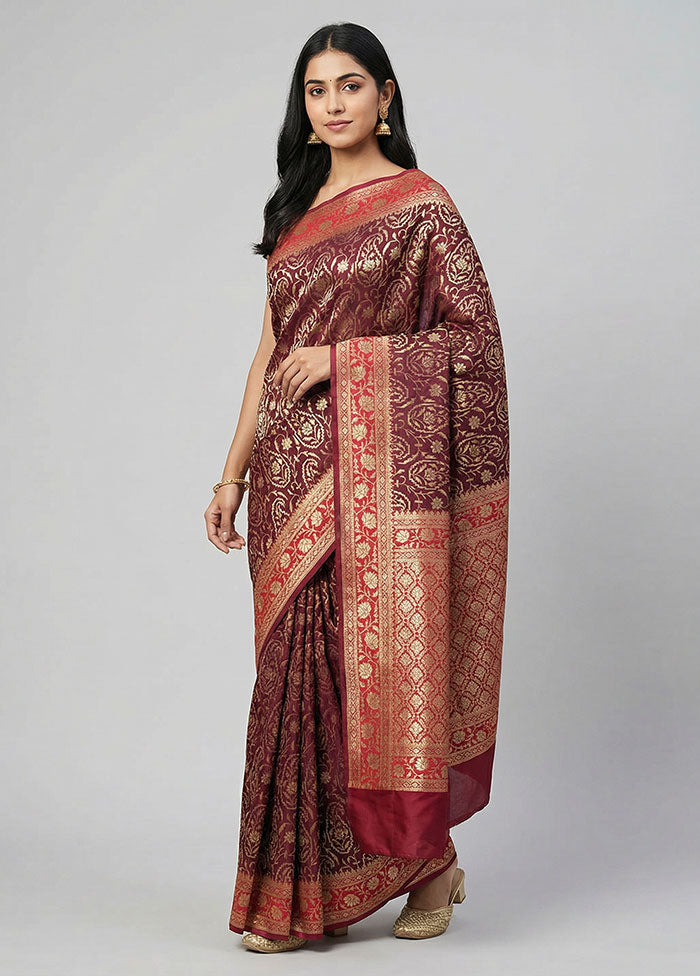 Purple Uppada Silk Saree With Blouse Piece