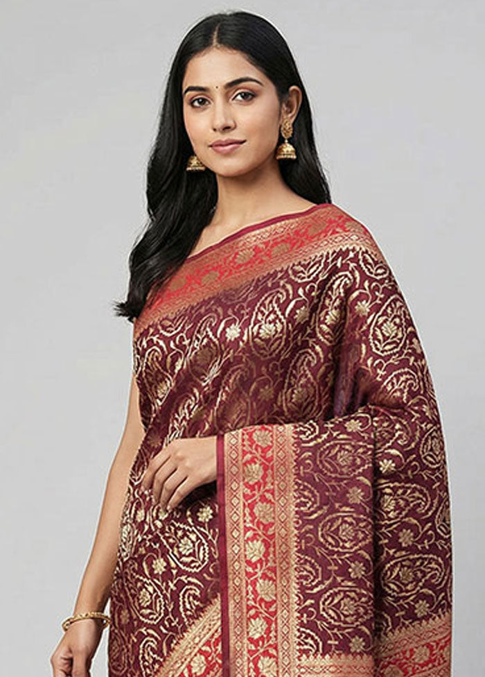 Purple Uppada Silk Saree With Blouse Piece