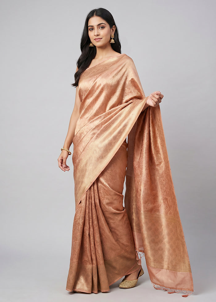 Pink Tissue Silk Saree With Blouse Piece