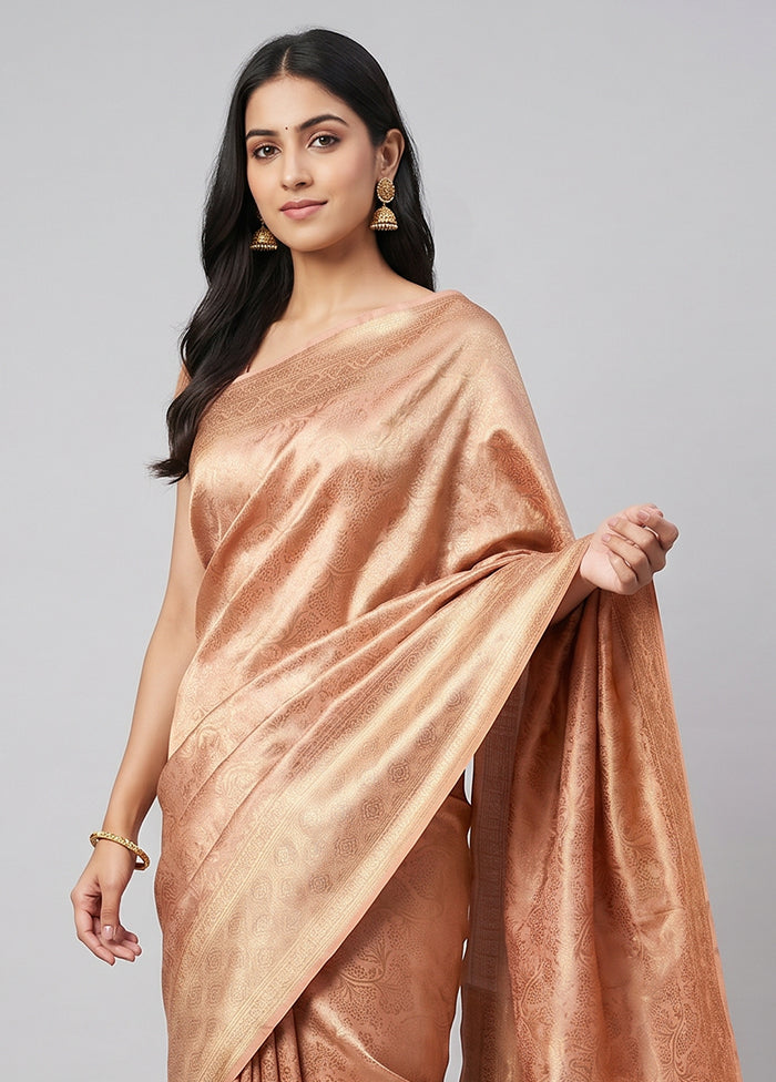 Pink Tissue Silk Saree With Blouse Piece