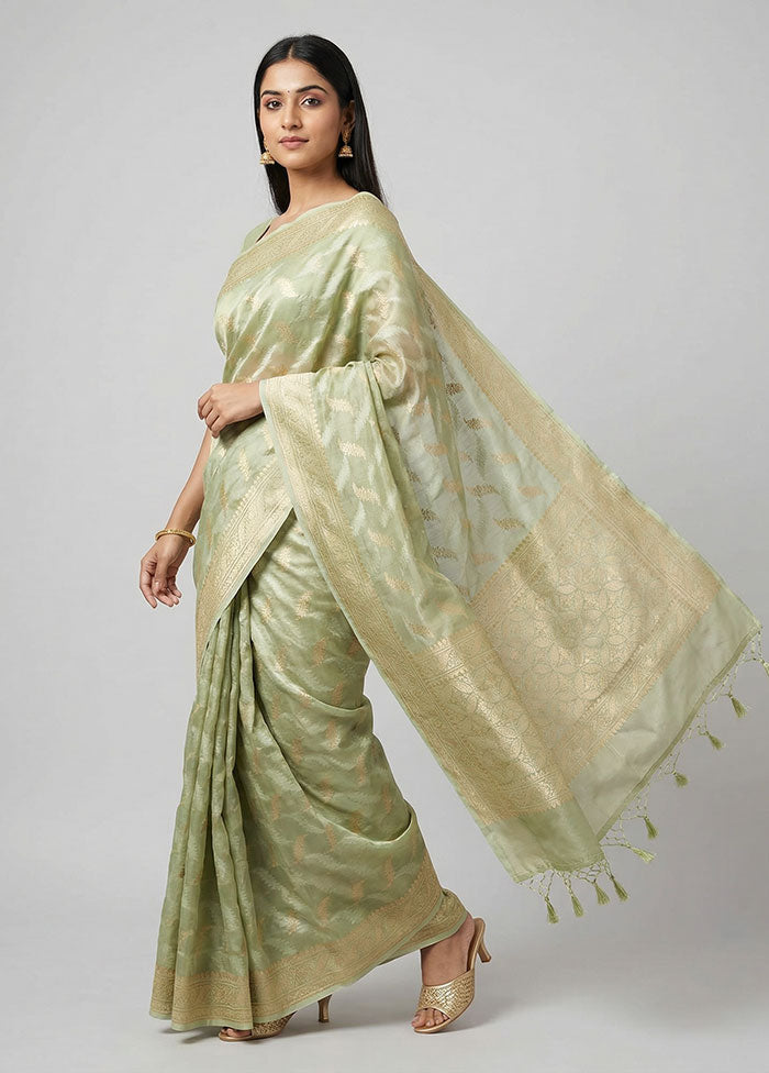 Cream Tissue Silk Saree With Blouse Piece