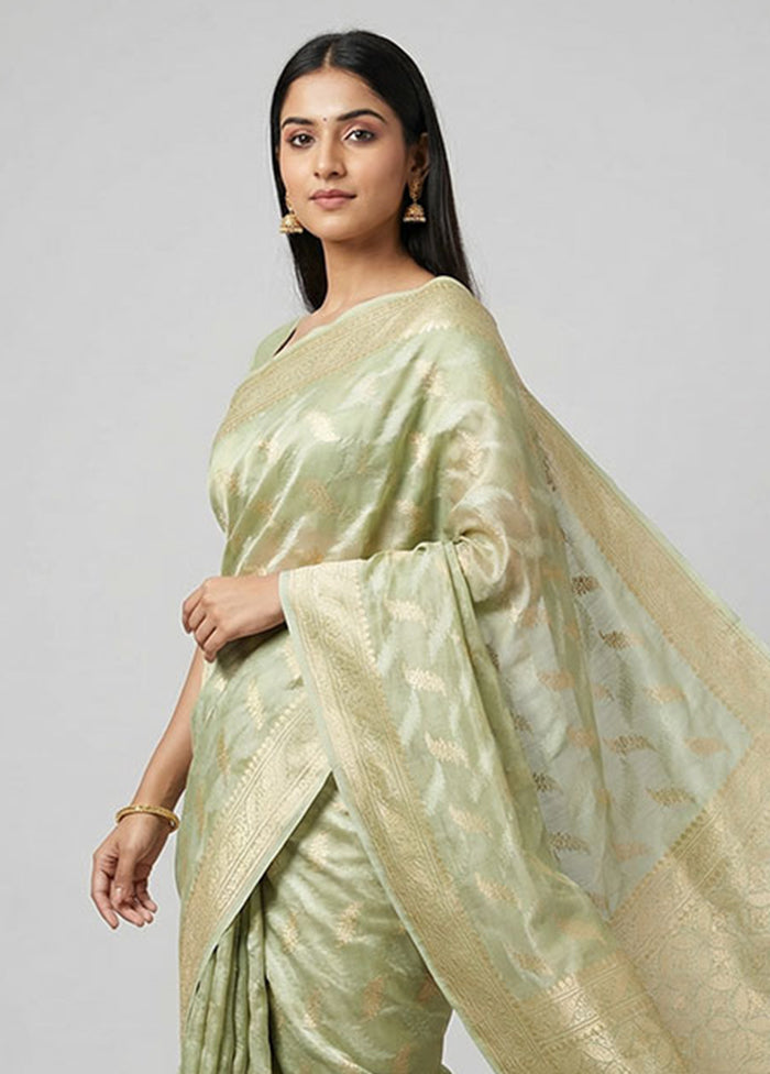 Cream Tissue Silk Saree With Blouse Piece