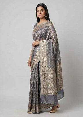 Black Tissue Silk Saree With Blouse Piece