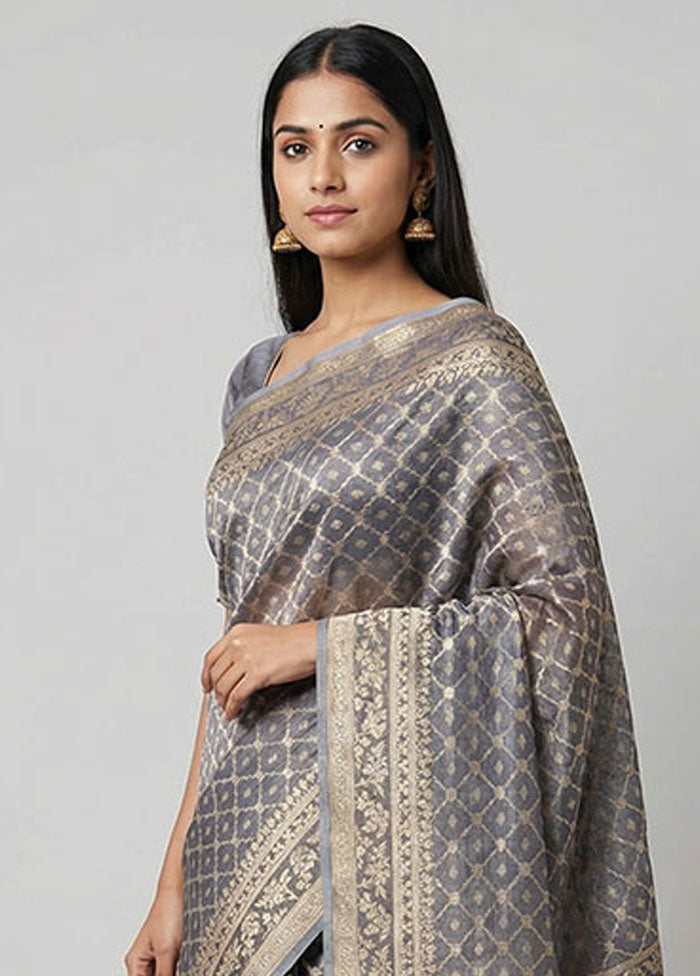 Black Tissue Silk Saree With Blouse Piece