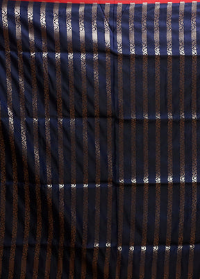 Blue Banarasi Silk Saree With Blouse Piece