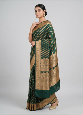 Green Banarasi Silk Saree With Blouse Piece