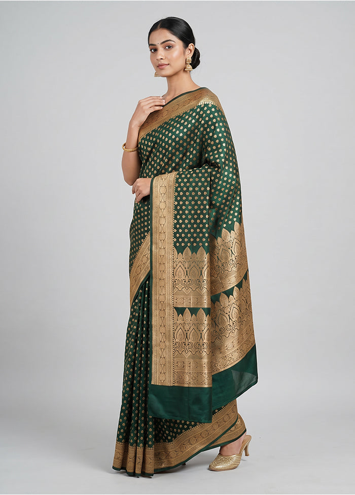 Green Banarasi Silk Saree With Blouse Piece