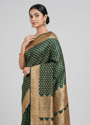 Green Banarasi Silk Saree With Blouse Piece