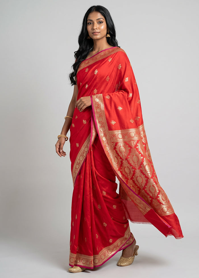 Pink Banarasi Silk Saree With Blouse Piece