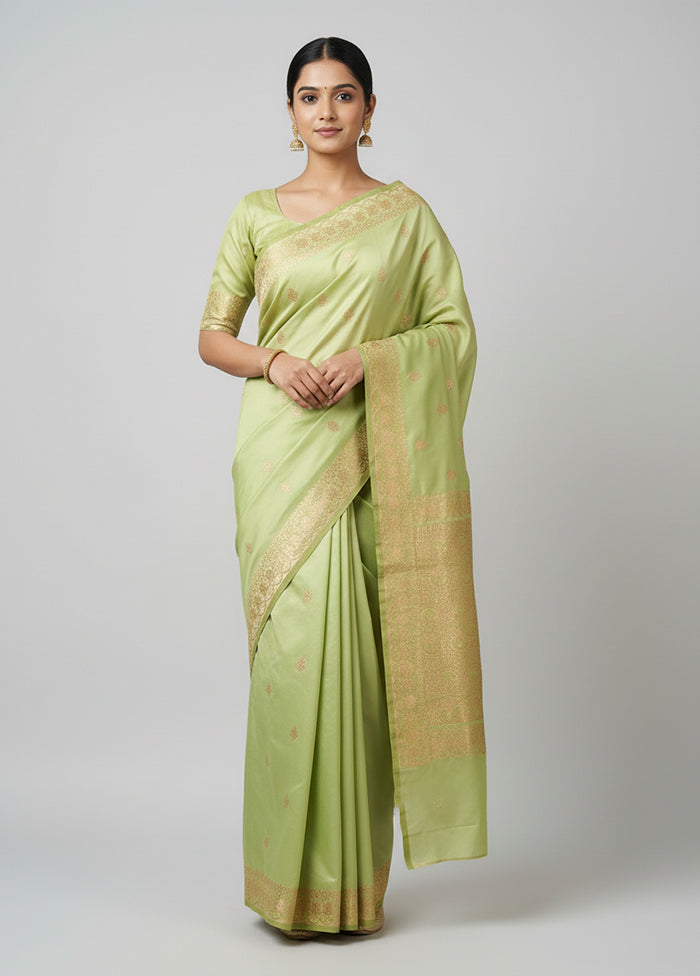 Green Banarasi Silk Saree With Blouse Piece