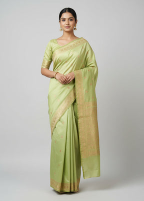 Green Banarasi Silk Saree With Blouse Piece
