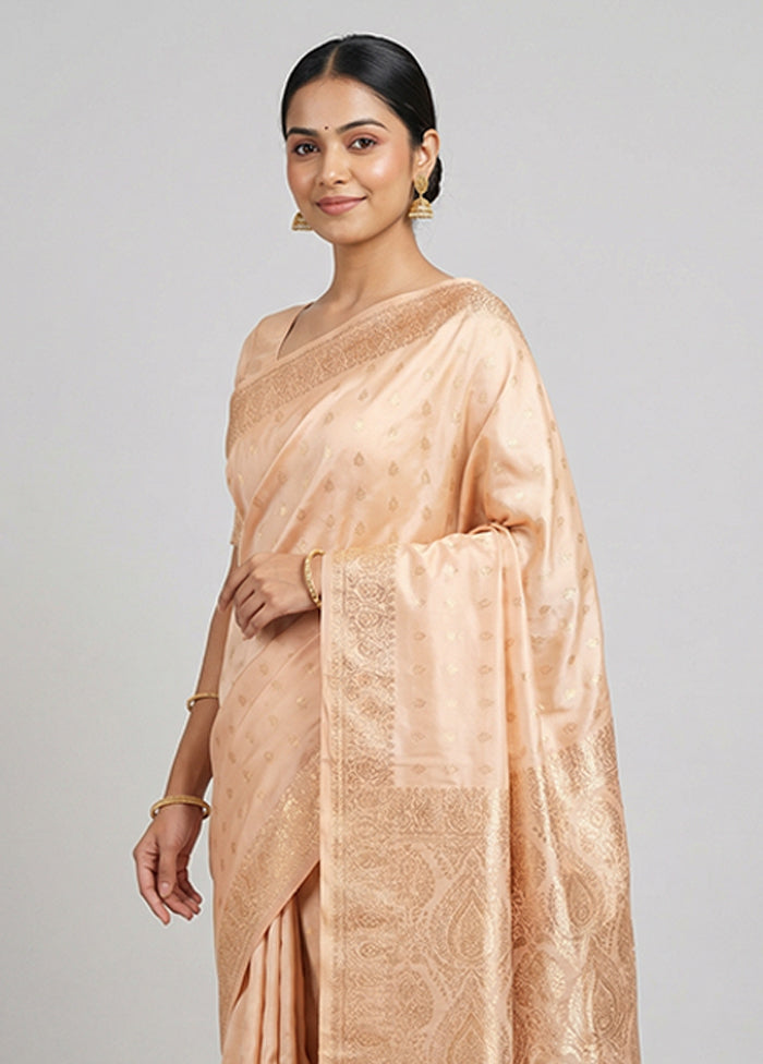 Pink Banarasi Silk Saree With Blouse Piece
