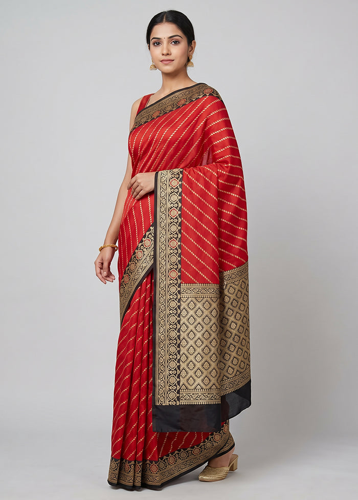 Red Katan Silk Saree With Blouse Piece