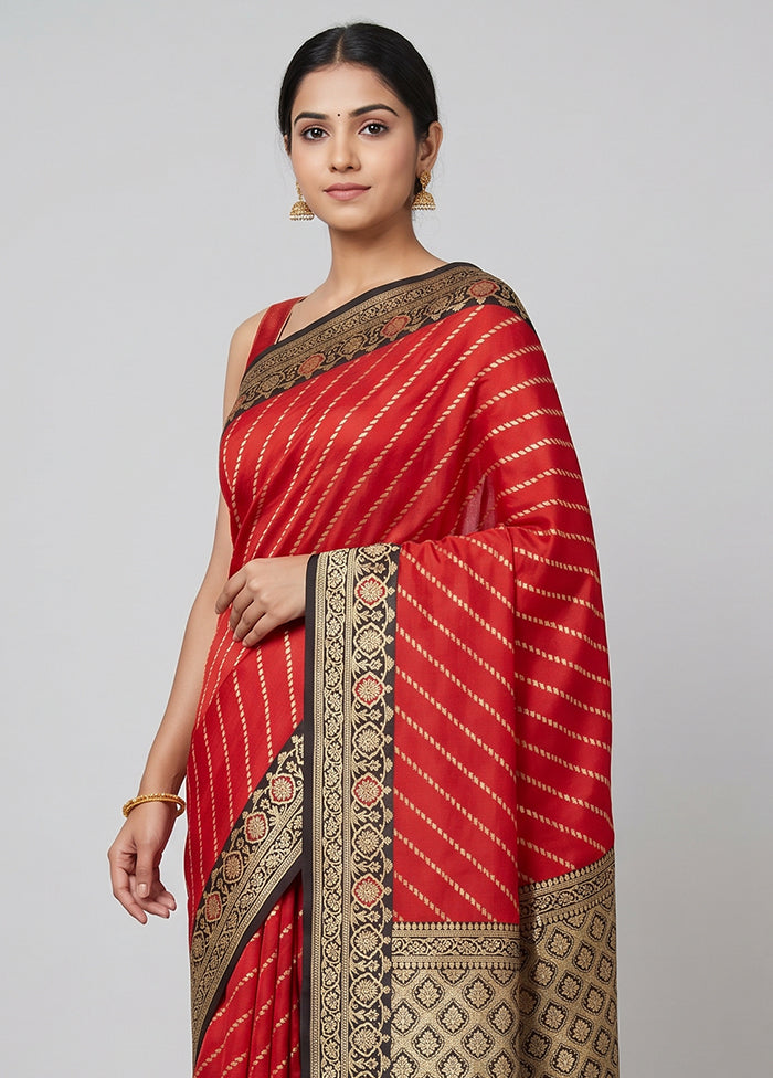 Red Katan Silk Saree With Blouse Piece