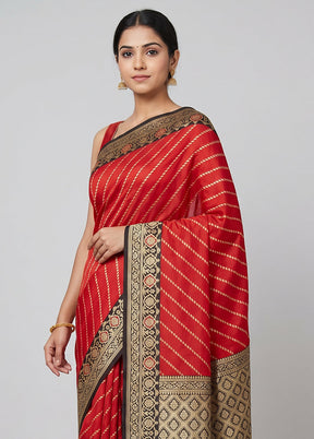 Red Katan Silk Saree With Blouse Piece