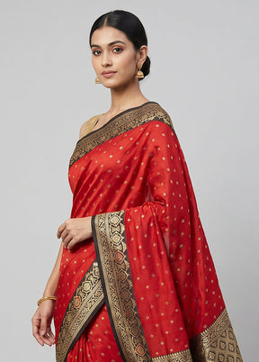 Red Katan Silk Saree With Blouse Piece