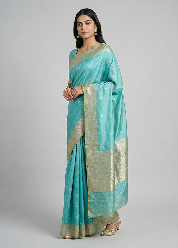 Green Handloom Katan Pure Silk Saree With Blouse Piece