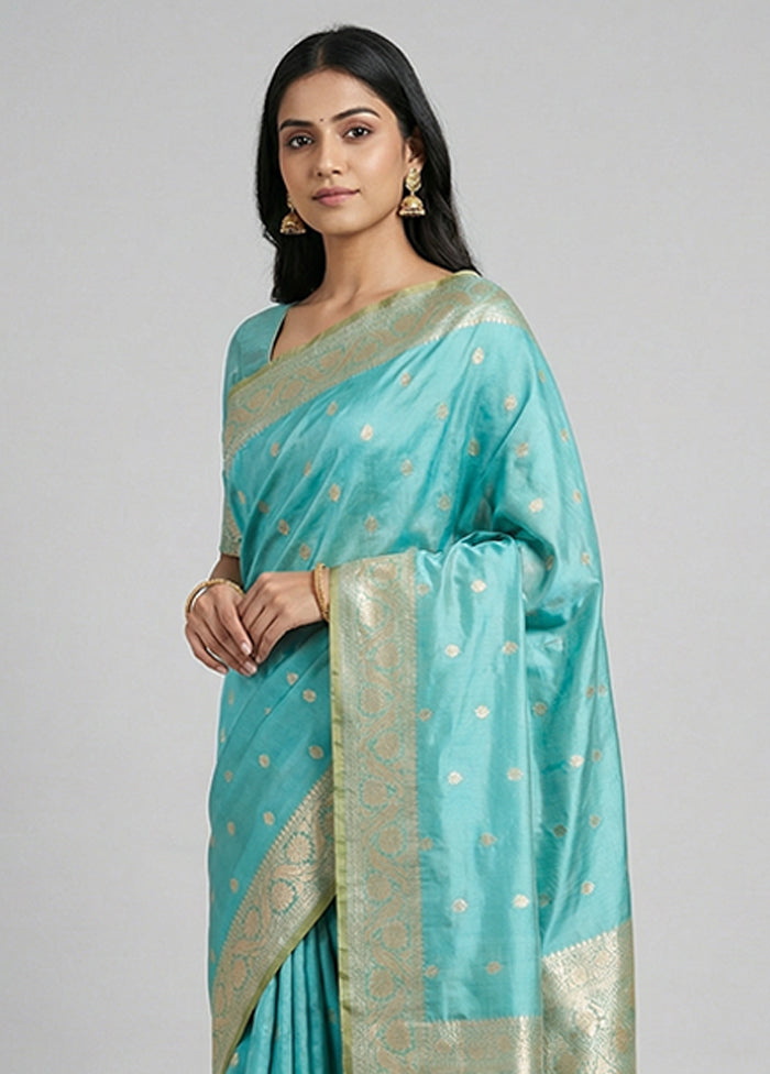 Green Handloom Katan Pure Silk Saree With Blouse Piece