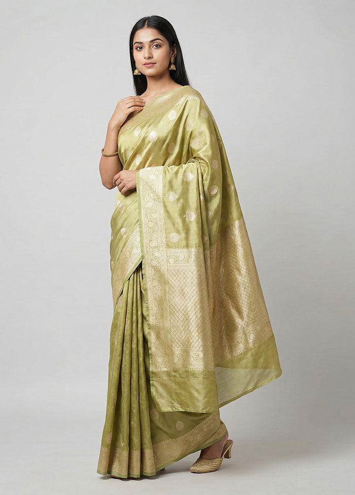 Green Tissue Silk Saree With Blouse Piece