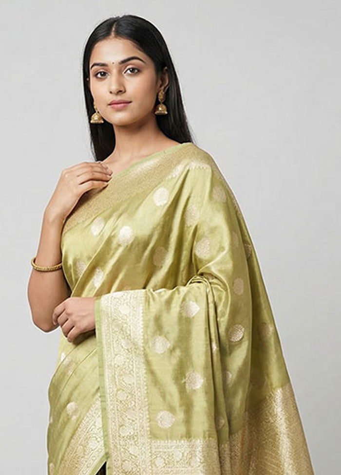 Green Tissue Silk Saree With Blouse Piece