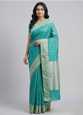 Green Katan Silk Saree With Blouse Piece