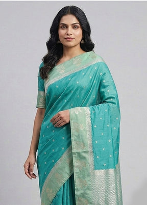 Green Katan Silk Saree With Blouse Piece