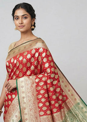 Pink Banarasi Silk Saree With Blouse Piece