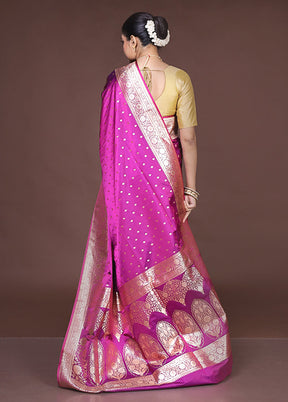 Purple Banarasi Silk Saree With Blouse Piece