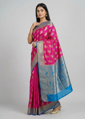 Pink Dupion Silk Saree With Blouse Piece