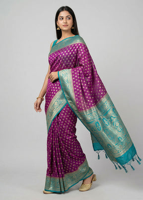 Purple Dupion Silk Saree With Blouse Piece