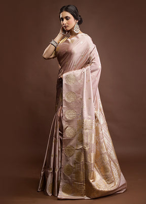 Cream Banarasi Silk Saree With Blouse Piece