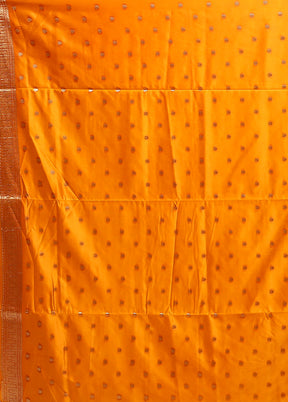 Yellow Dupion Silk Saree With Blouse Piece