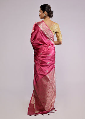Pink Dupion Silk Saree With Blouse Piece