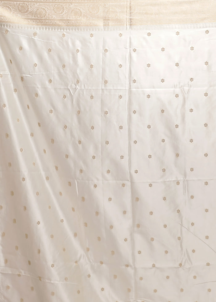 White Dupion Silk Saree With Blouse Piece