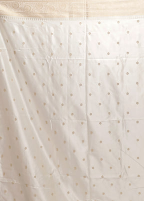 White Dupion Silk Saree With Blouse Piece