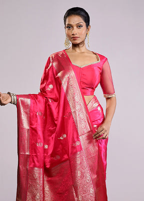 Pink Dupion Silk Saree With Blouse Piece