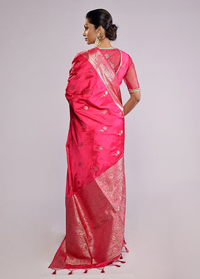 Pink Dupion Silk Saree With Blouse Piece