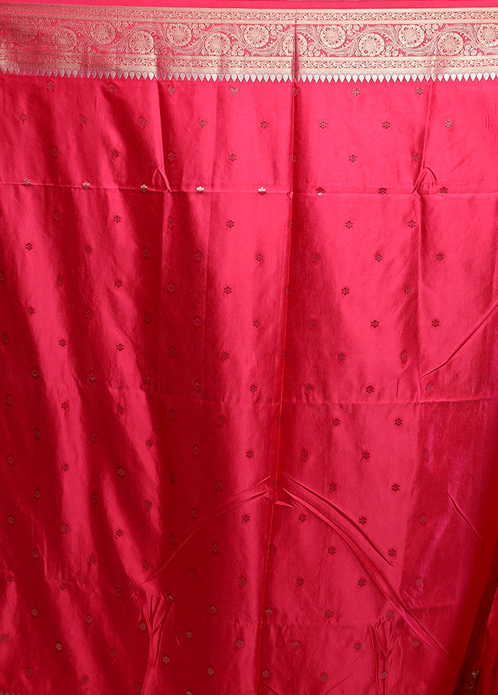 Pink Dupion Silk Saree With Blouse Piece
