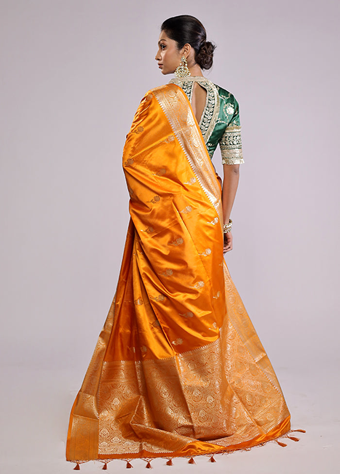 Yellow Dupion Silk Saree With Blouse Piece