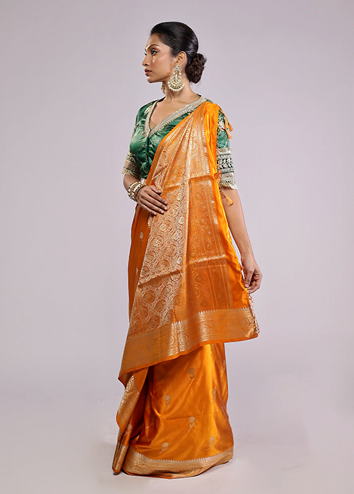 Yellow Dupion Silk Saree With Blouse Piece