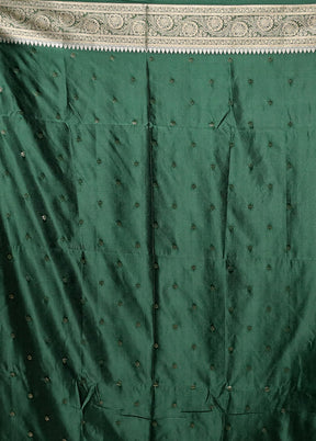 Green Dupion Silk Saree With Blouse Piece