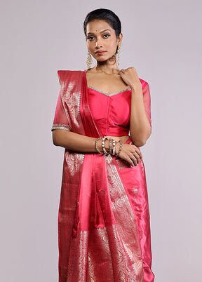 Red Dupion Silk Saree With Blouse Piece