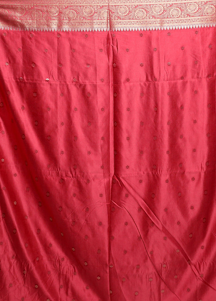 Red Dupion Silk Saree With Blouse Piece