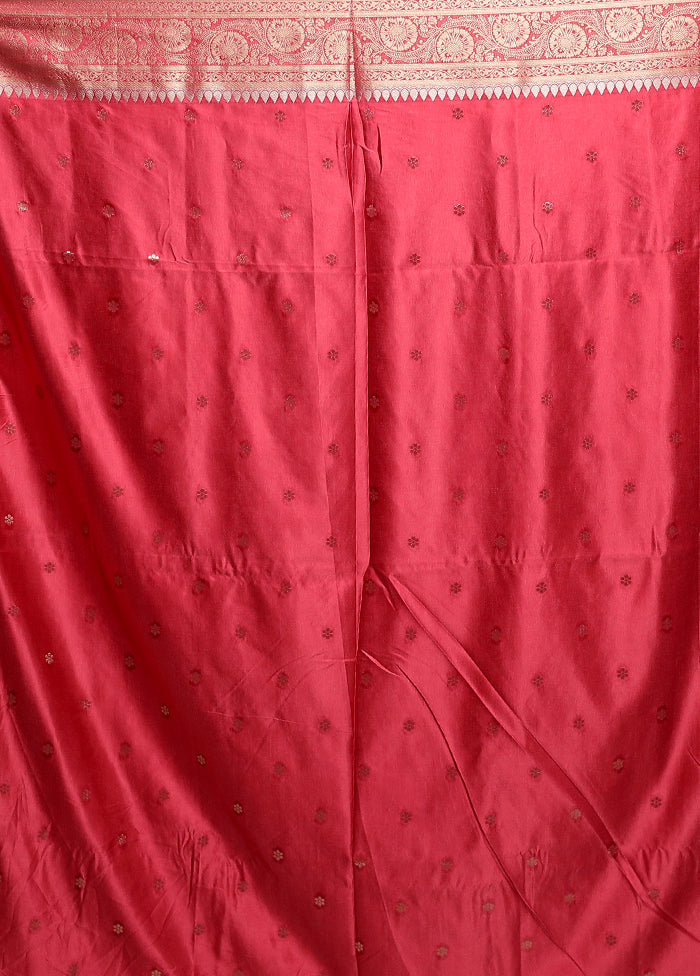 Red Dupion Silk Saree With Blouse Piece