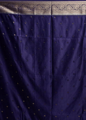 Blue Dupion Silk Saree With Blouse Piece